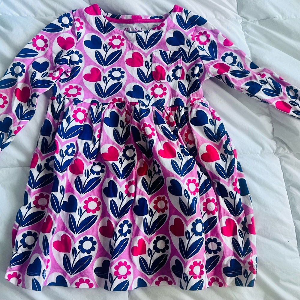 Floral Heart Patterned Kids Dress